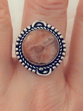 Adjustable Gemstone Statement Ring Overlay Sterling Silver Plated